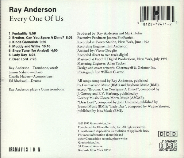 Ray Anderson : Every One Of Us (CD, Album)
