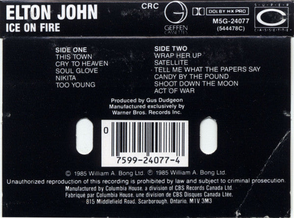 Elton John : Ice On Fire (Cass, Album, Club, Dol)