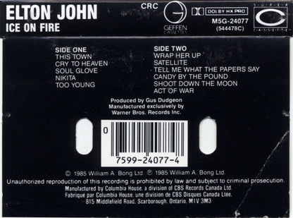 Elton John : Ice On Fire (Cass, Album, Club, Dol)