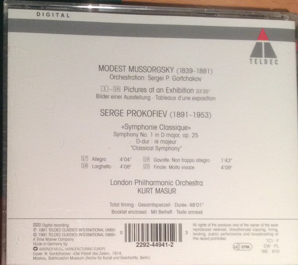 Mussorgsky* / Gortchakov* • Prokofiev*, London Philharmonic Orchestra, Kurt Masur : Pictures At An Exhibition / Symphonie Classique (CD, Album)