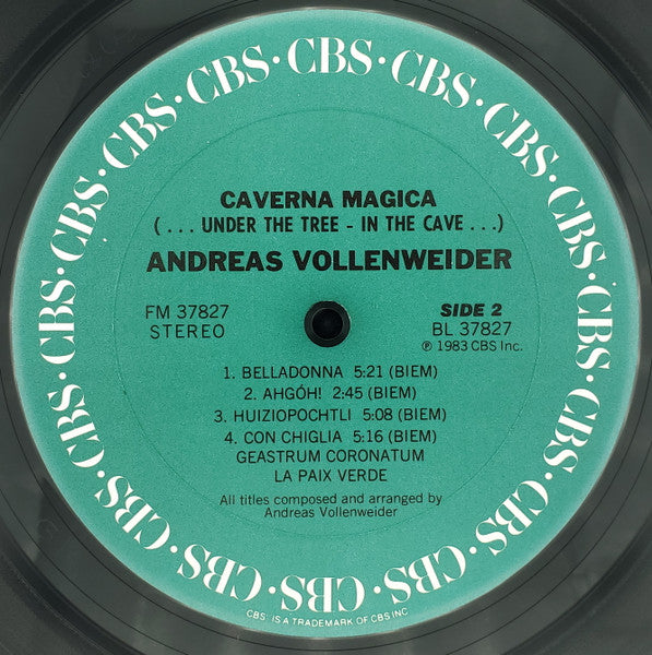 Andreas Vollenweider : Caverna Magica (...Under The Tree - In The Cave...) (LP, Album, Car)