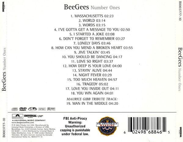 Bee Gees : Number Ones (CD, Comp + DVD, Comp, NTSC)