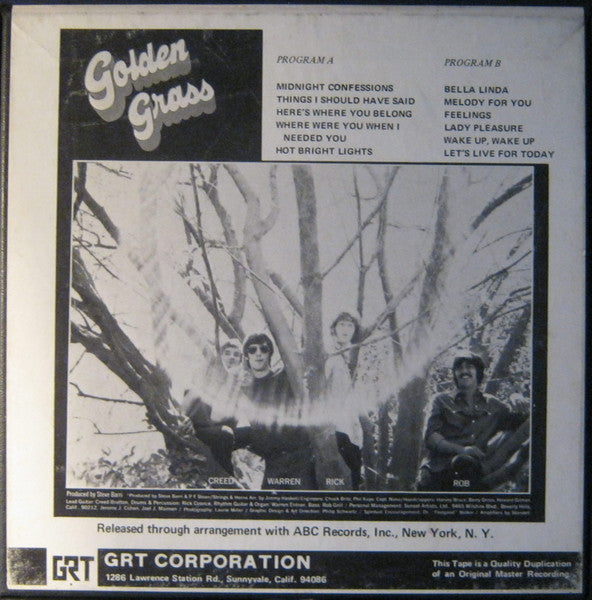 The Grass Roots : Golden Grass: Their Greatest Hits (Reel, 4tr Stereo, 7" Reel, Comp)
