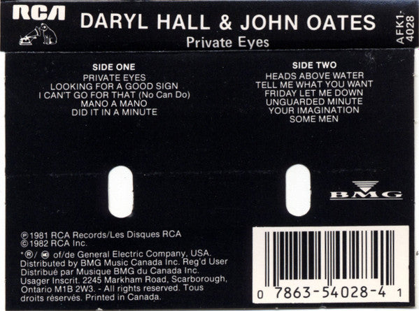 Daryl Hall & John Oates : Private Eyes (Cass, Album, RE, Bla)