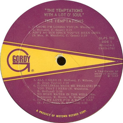 The Temptations : With A Lot O' Soul (LP, Album, RP, Roc)