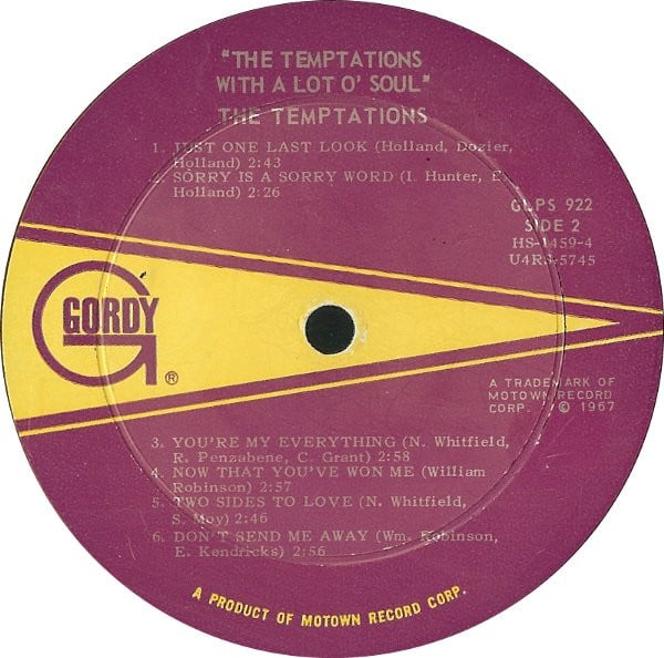 The Temptations : With A Lot O' Soul (LP, Album, RP, Roc)