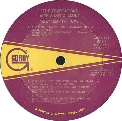 The Temptations : With A Lot O' Soul (LP, Album, RP, Roc)