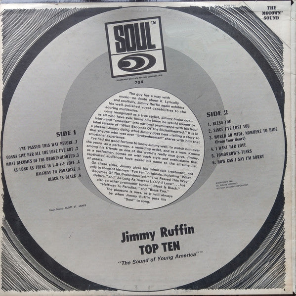 Jimmy Ruffin : Sings Top Ten (LP, Album, Mono, Ind)