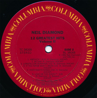 Neil Diamond : 12 Greatest Hits, Vol. II (LP, Comp, Pit)