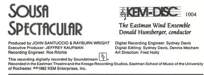 Eastman Wind Ensemble, Donald Hunsberger : Sousa Spectacular (CD, Album)