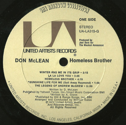 Don McLean : Homeless Brother (LP, Album, All)