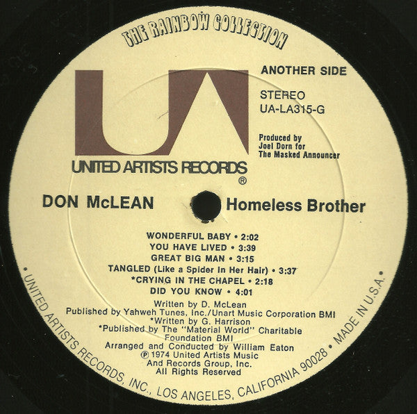 Don McLean : Homeless Brother (LP, Album, All)
