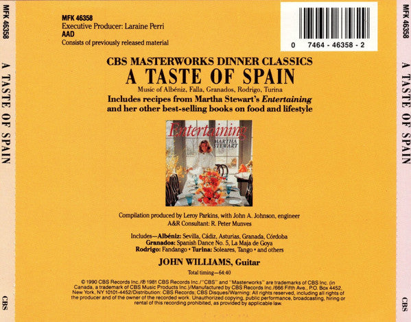 John Williams (7) : Dinner Classics: A Taste Of Spain (CD, Comp)