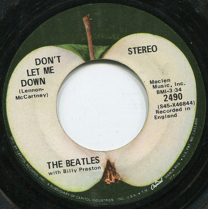 The Beatles With Billy Preston : Get Back / Don't Let Me Down (7", Single, Scr)