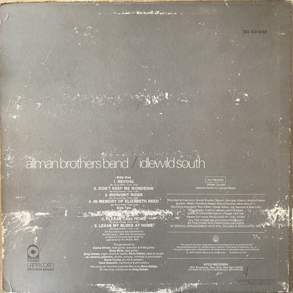 The Allman Brothers Band : Idlewild South (LP, Club, Pre)