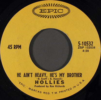 Hollies* : He Ain't Heavy, He's My Brother (7", Single, Styrene, Pit)