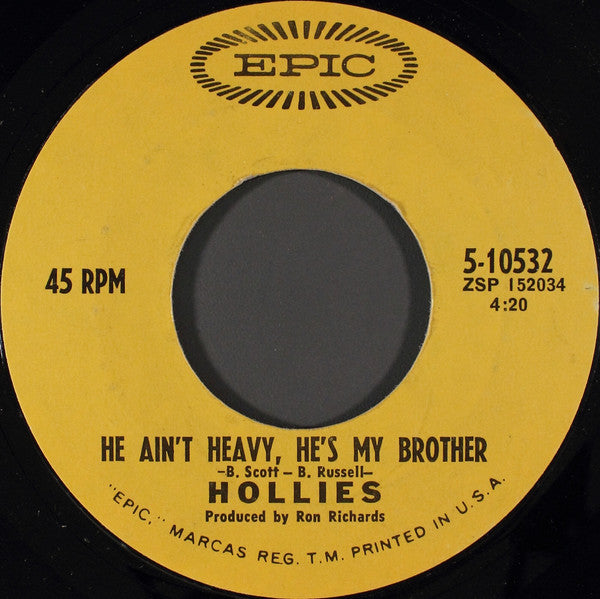 Hollies* : He Ain't Heavy, He's My Brother (7", Single, Styrene, Pit)