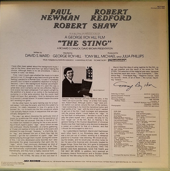 Scott Joplin, Marvin Hamlisch : The Sting (Original Motion Picture Soundtrack) (LP, Album, RE)