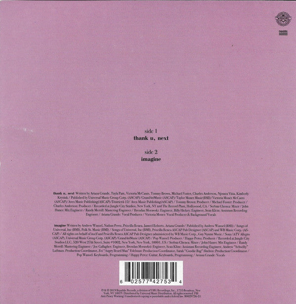 Ariana Grande : Thank U, Next (7", Single, Ltd)