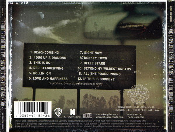 Mark Knopfler And Emmylou Harris : All The Roadrunning (CD, Album, Sli)