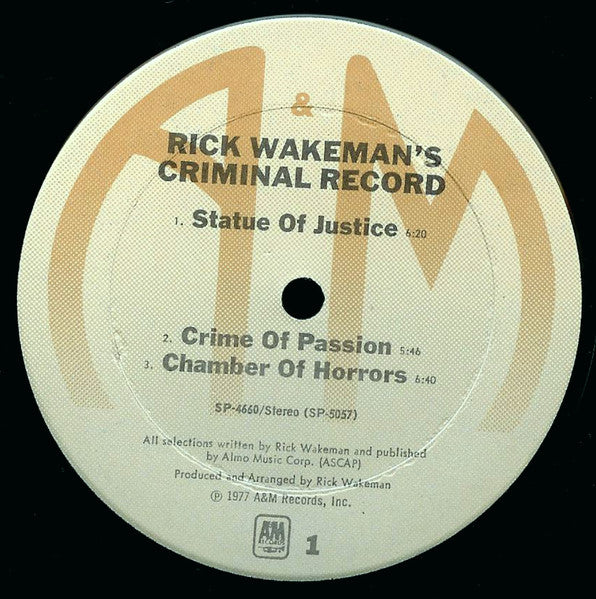 Rick Wakeman : Rick Wakeman's Criminal Record (LP, Album, Ter)