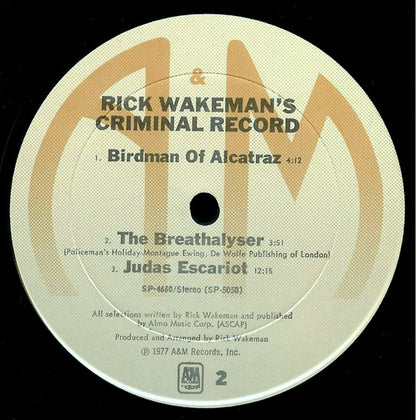 Rick Wakeman : Rick Wakeman's Criminal Record (LP, Album, Ter)