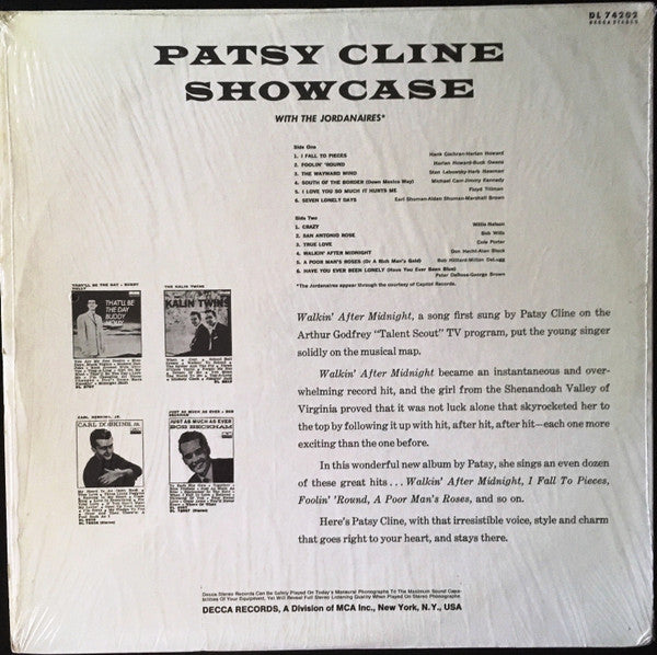 Patsy Cline With The Jordanaires : Showcase With The Jordanaires (LP, Album, RE, Glo)