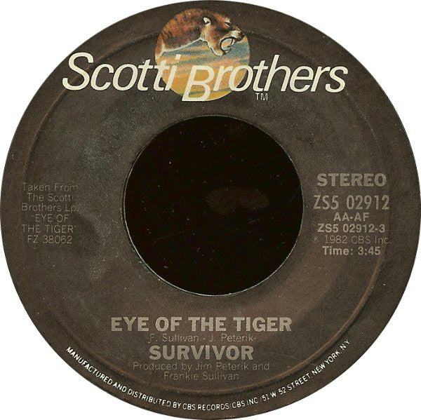 Survivor : Eye Of The Tiger (7", Single, Styrene, Pit)