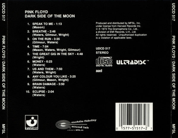 Pink Floyd : Dark Side Of The Moon (CD, Album, RE, RM, Gol)