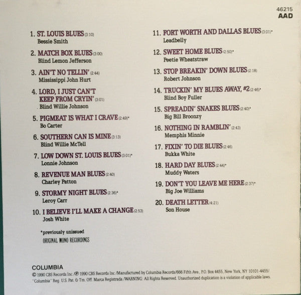 Various : Legends Of The Blues: Volume One (CD, Comp)