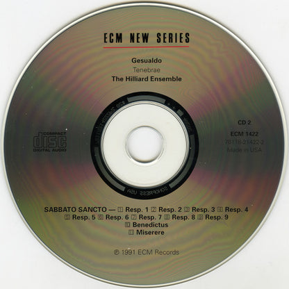 Carlo Gesualdo - The Hilliard Ensemble : Tenebrae (2xCD, Album, RE, RP)
