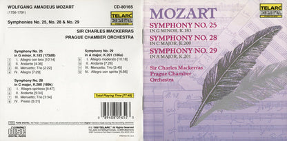 Mozart*, Sir Charles Mackerras, Prague Chamber Orchestra : Symphony No. 25 (In G Minor, K.183) / Symphony No. 28 (In C Major, K.200) / Symphony No. 29 (In A Major, K.201) (CD, Album)