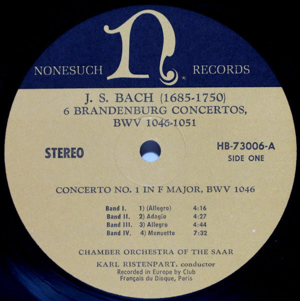 Johann Sebastian Bach - Chamber Orchestra Of The Saar*, Karl Ristenpart : Brandenburg Concertos (2xLP, Album)