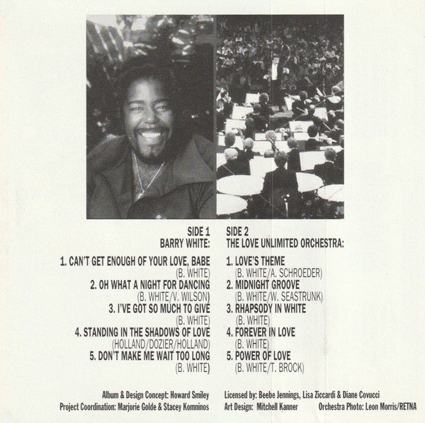 Barry White And The Love Unlimited Orchestra* : Back To Back: Their Greatest Hits (Cass, Comp)