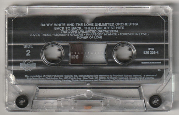 Barry White And The Love Unlimited Orchestra* : Back To Back: Their Greatest Hits (Cass, Comp)