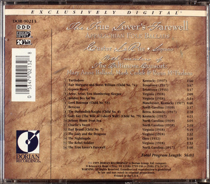 Custer LaRue With Members Of The Baltimore Consort : The True Lover's Farewell - Appalachian Folk Ballads (CD, Album, 20-)