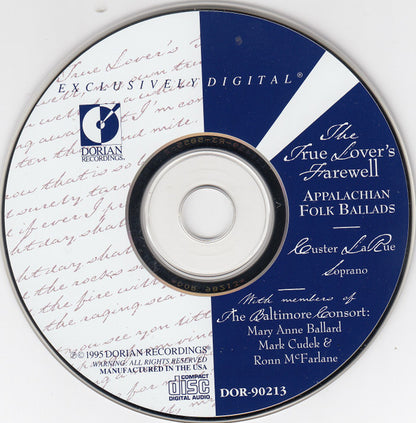 Custer LaRue With Members Of The Baltimore Consort : The True Lover's Farewell - Appalachian Folk Ballads (CD, Album, 20-)