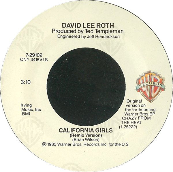 David Lee Roth : California Girls (7", Single, Spe)