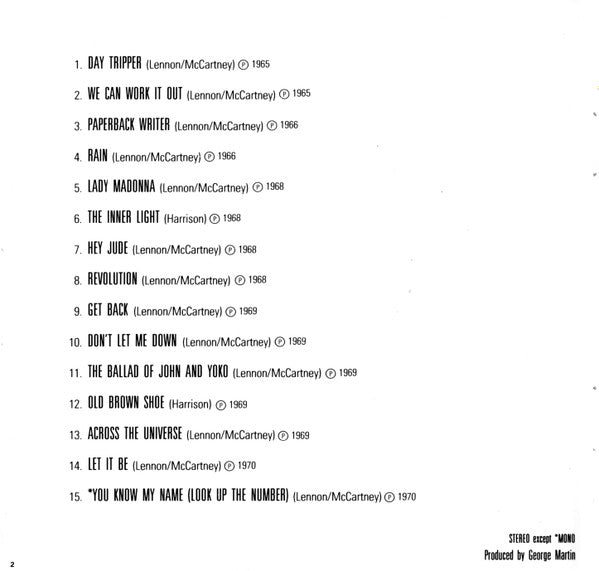 The Beatles : Past Masters • Volume Two (CD, Comp, Mono, RE)