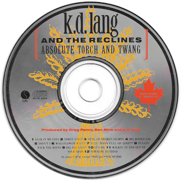 k.d. lang And The Reclines : Absolute Torch And Twang (CD, Album)