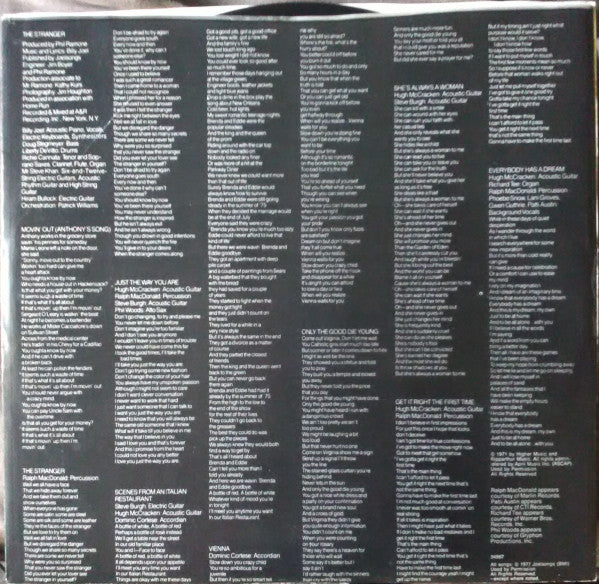 Billy Joel : The Stranger (LP, Album)