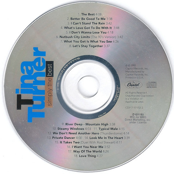 Tina Turner : Simply The Best (CD, Comp, Club, RE, D 1)