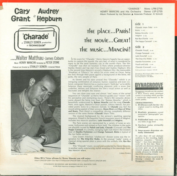 Henry Mancini : Charade (LP, Album, Mono)