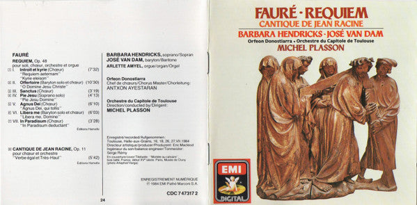 Fauré* / Barbara Hendricks • José Van Dam • Orfeon Donostiarra* • Orchestre Du Capitole De Toulouse* • Michel Plasson : Requiem • Cantique De Jean Racine (CD, Album, RE)