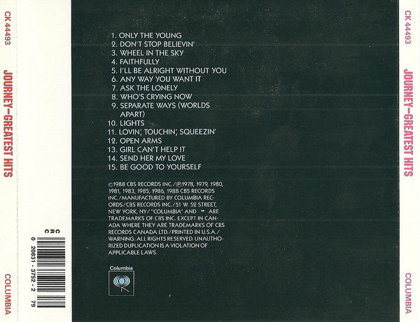 Journey : Greatest Hits (CD, Comp, Club, RE, RM, RP, Pit)