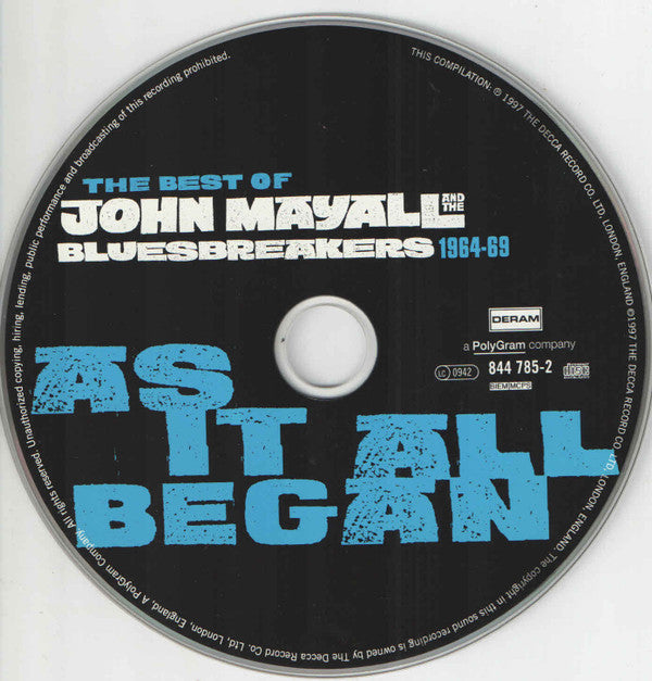 John Mayall And The Bluesbreakers* : The Best Of John Mayall And The Bluesbreakers - As It All Began 64-69 (CD, Comp, RM, PMD)