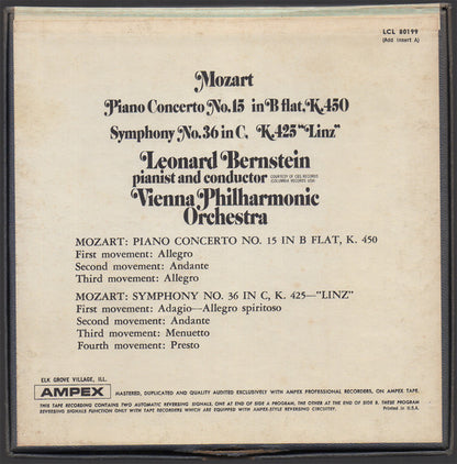 Leonard Bernstein / Vienna Philharmonic Orchestra* / Mozart* : Piano Concerto No. 15 In B Flat , K. 450 / Symphony No. 36 In C, K. 425 "Linz" (Reel, 4tr Stereo, 7" Reel)