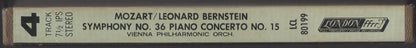 Leonard Bernstein / Vienna Philharmonic Orchestra* / Mozart* : Piano Concerto No. 15 In B Flat , K. 450 / Symphony No. 36 In C, K. 425 "Linz" (Reel, 4tr Stereo, 7" Reel)