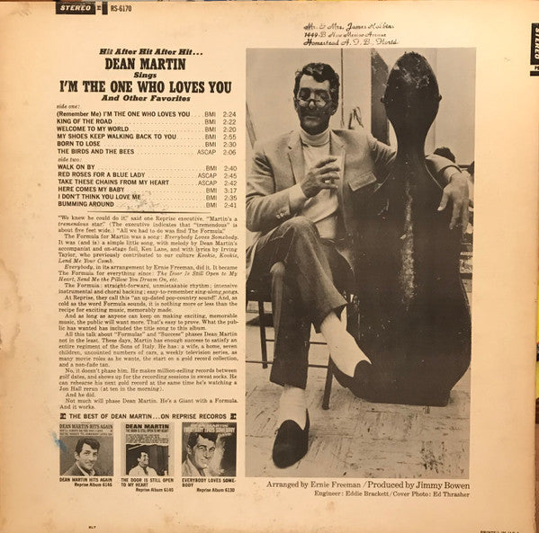 Dean Martin : (Remember Me) I'm The One Who Loves You (LP, Album, Pit)