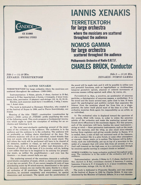 Iannis Xenakis : Terretektorh · Nomos Gamma (LP)